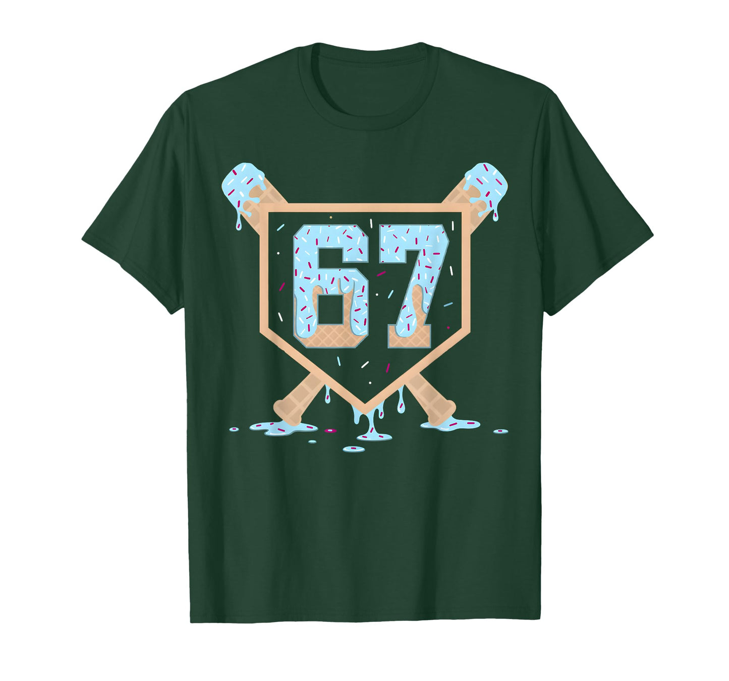 67 Ice Cream Drip Baseball Meme Funny Six Seven Gen Alpha T-Shirt