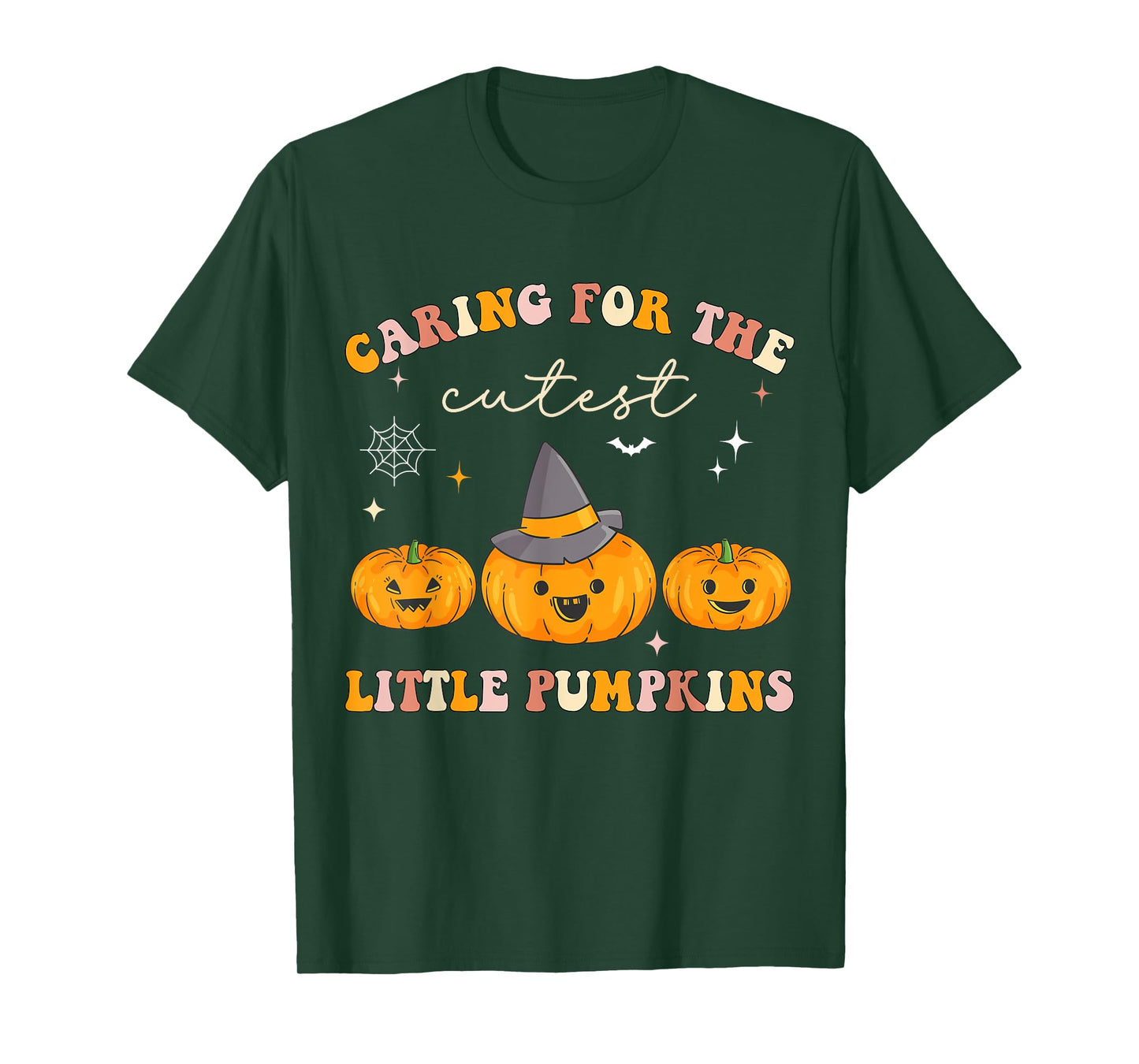 Caring For Cutest Little Pumpkins Pediatric Nurse Halloween T-Shirt