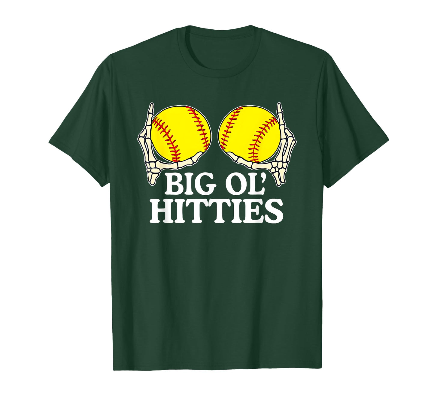 Big Ol’ Hitties Softball, Funny Skeleton Hands Softball T-Shirt