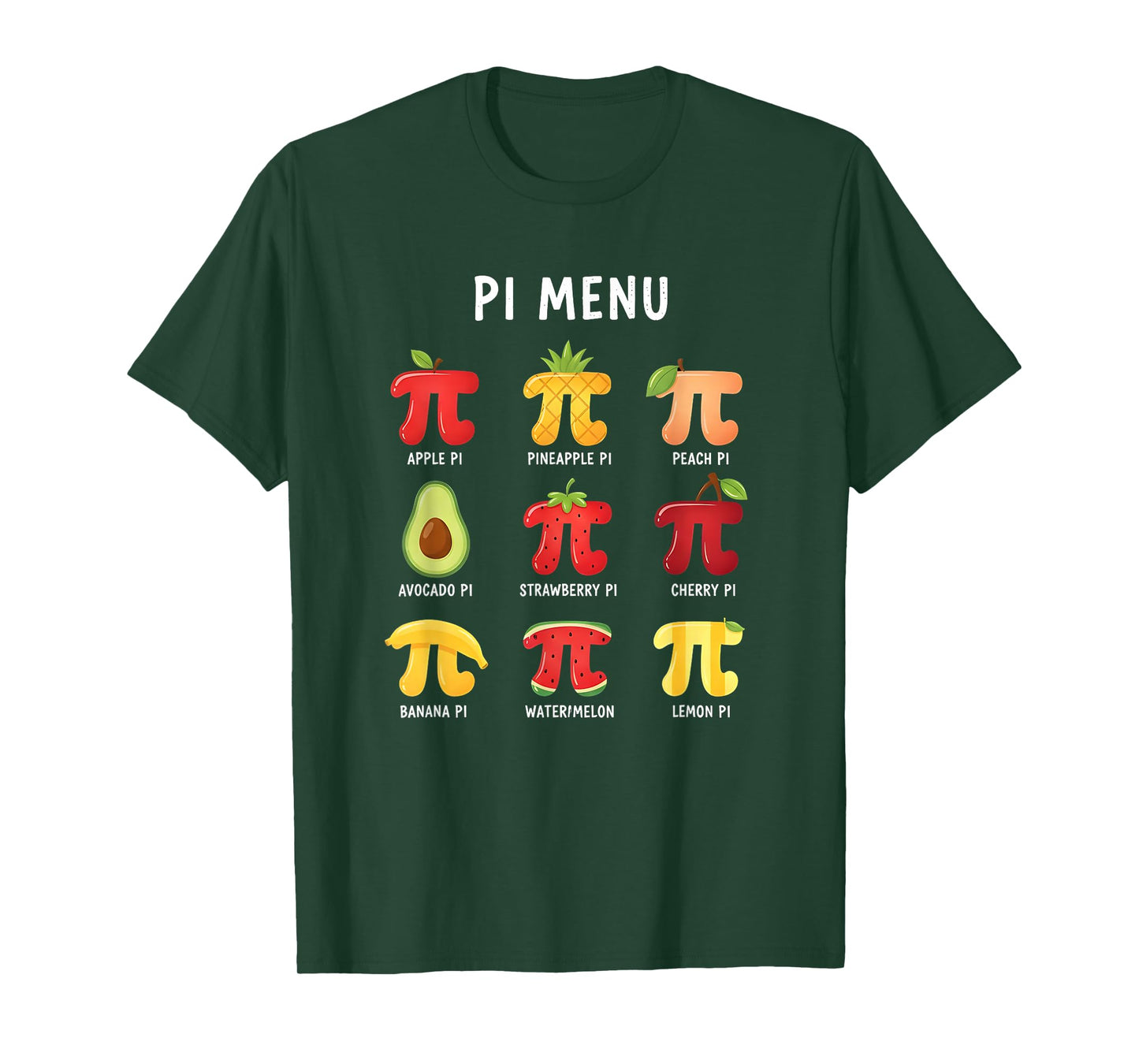 Pi Menu 3,14 Pi Number Symbol Math Teacher Funny Fruit Pie T-Shirt
