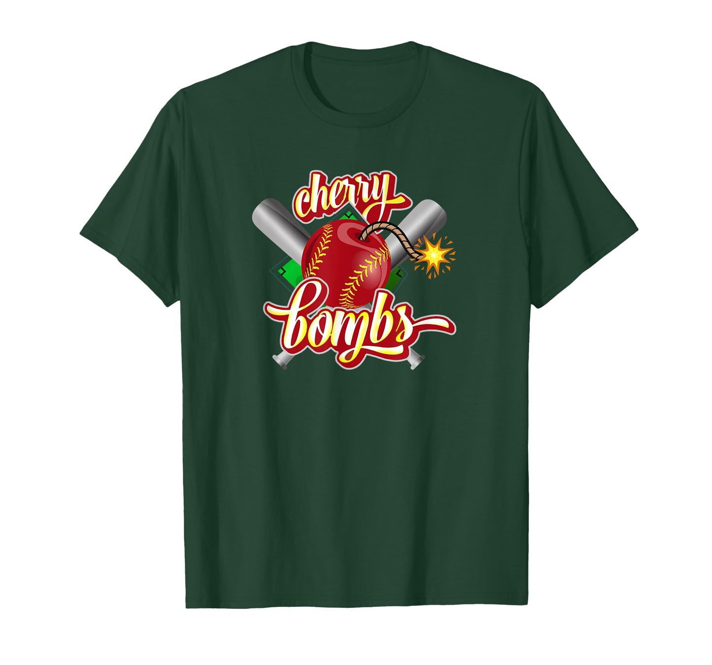 Cherry Bombs Logo Softball Team Matching For Girls Teens T-Shirt