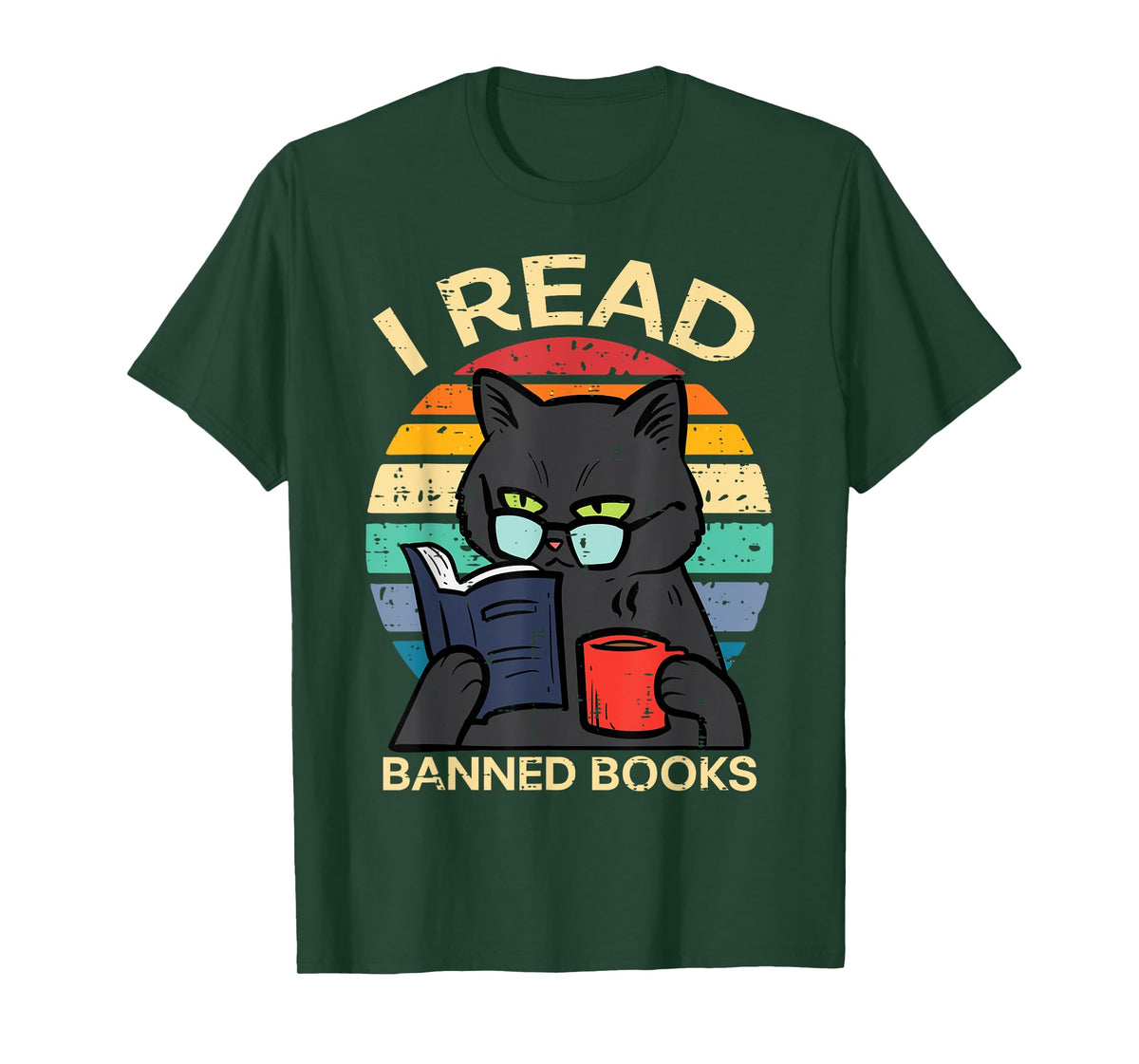 Black Cat Banned Books Funny Read Reading Librarian Women T-Shirt