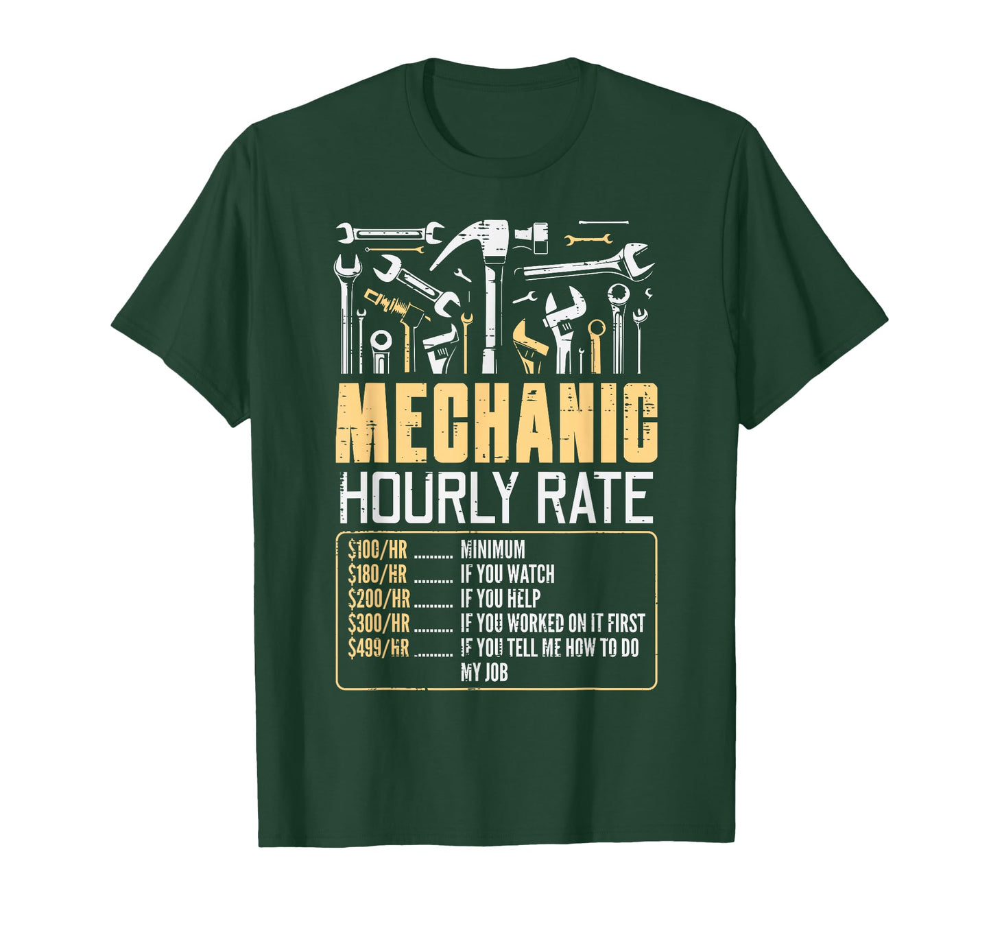 Car Mechanic Hourly Rate Auto Repair Humor Gag Dad Men Women T-Shirt