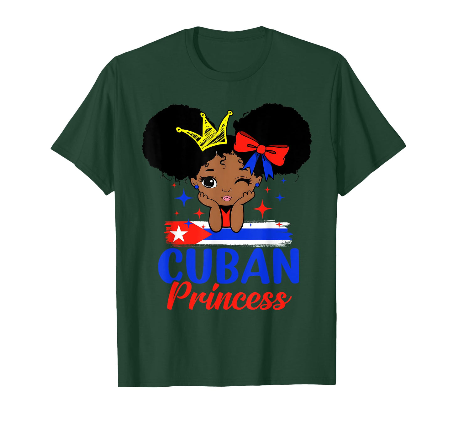 Cuban Princess Cuba Girl Melanin Cute Cuban Flag T-Shirt