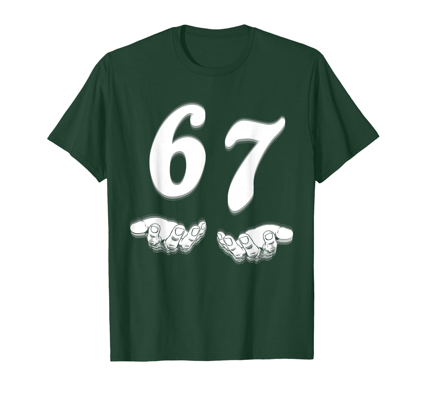 67 Six Seven with Hands Black and White Art T-Shirt
