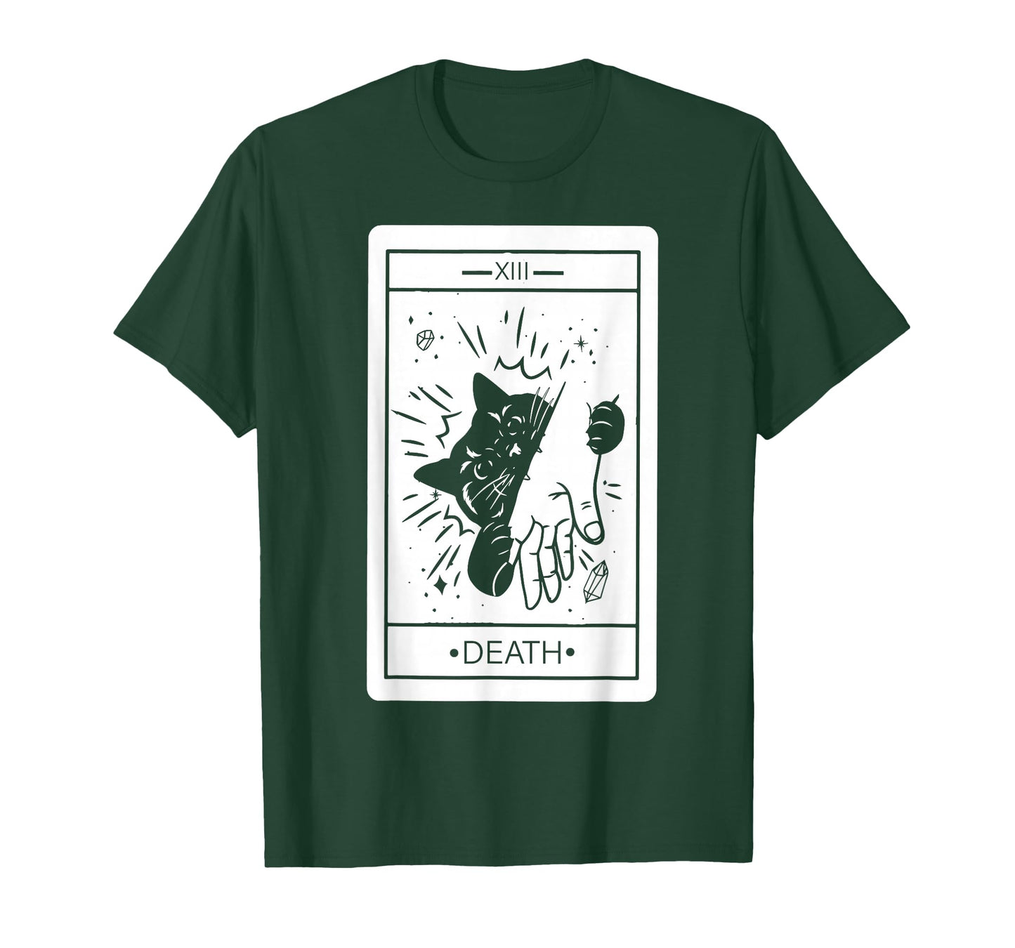 Black Cat Tarot Death Halloween Witchy Cat Lover Men Women T-Shirt