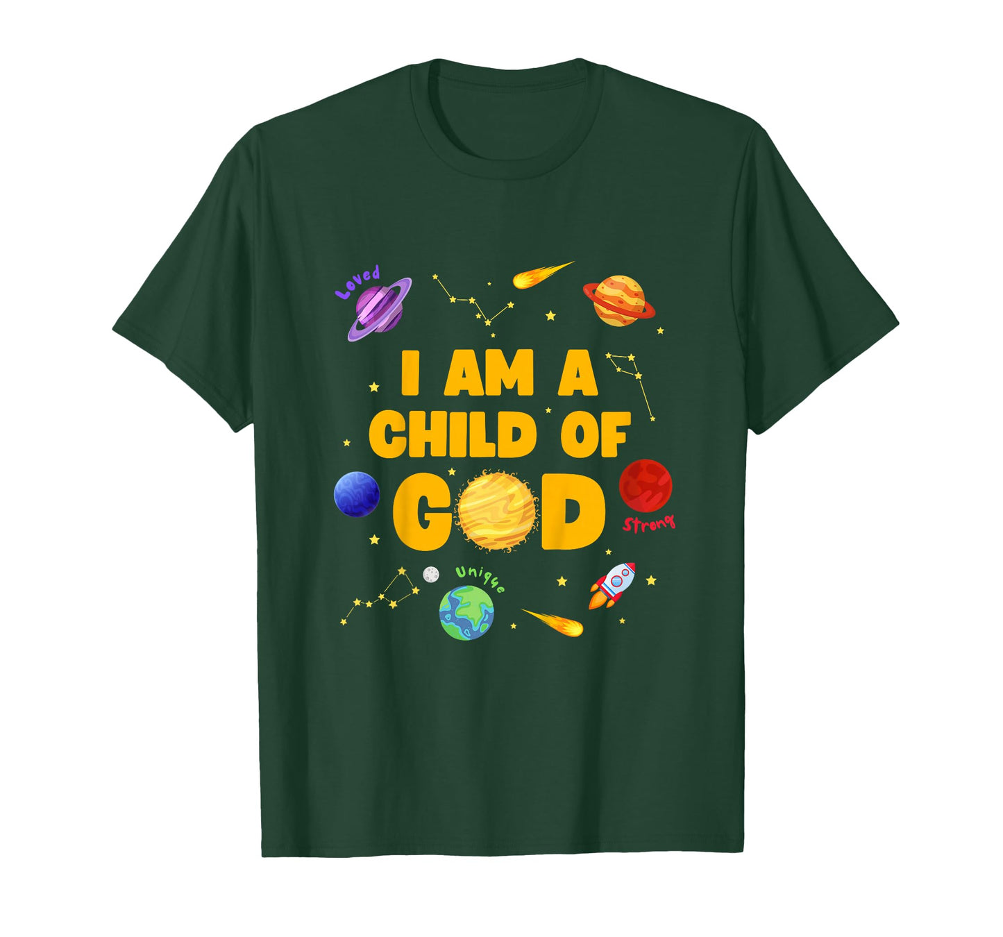 I Am A Child of God Christian Space Kids T-Shirt
