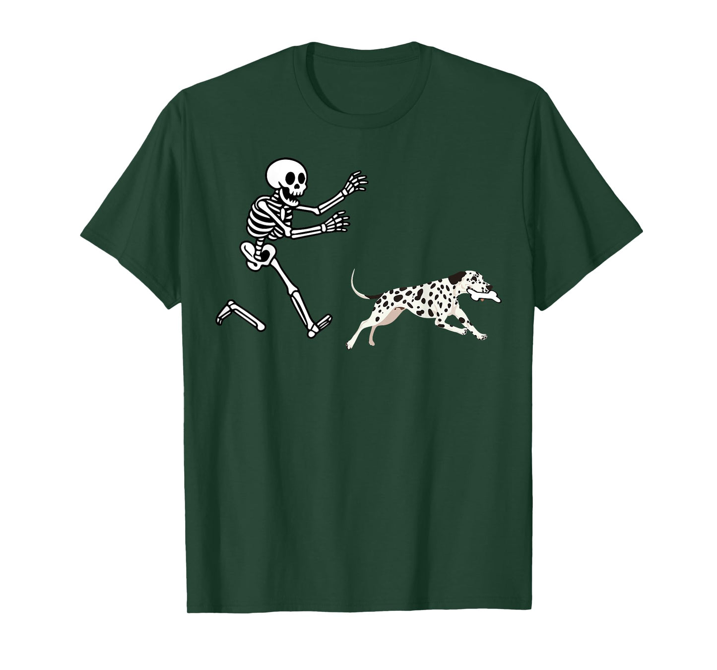 Funny Dalmatian Running Skeleton Halloween T-Shirt