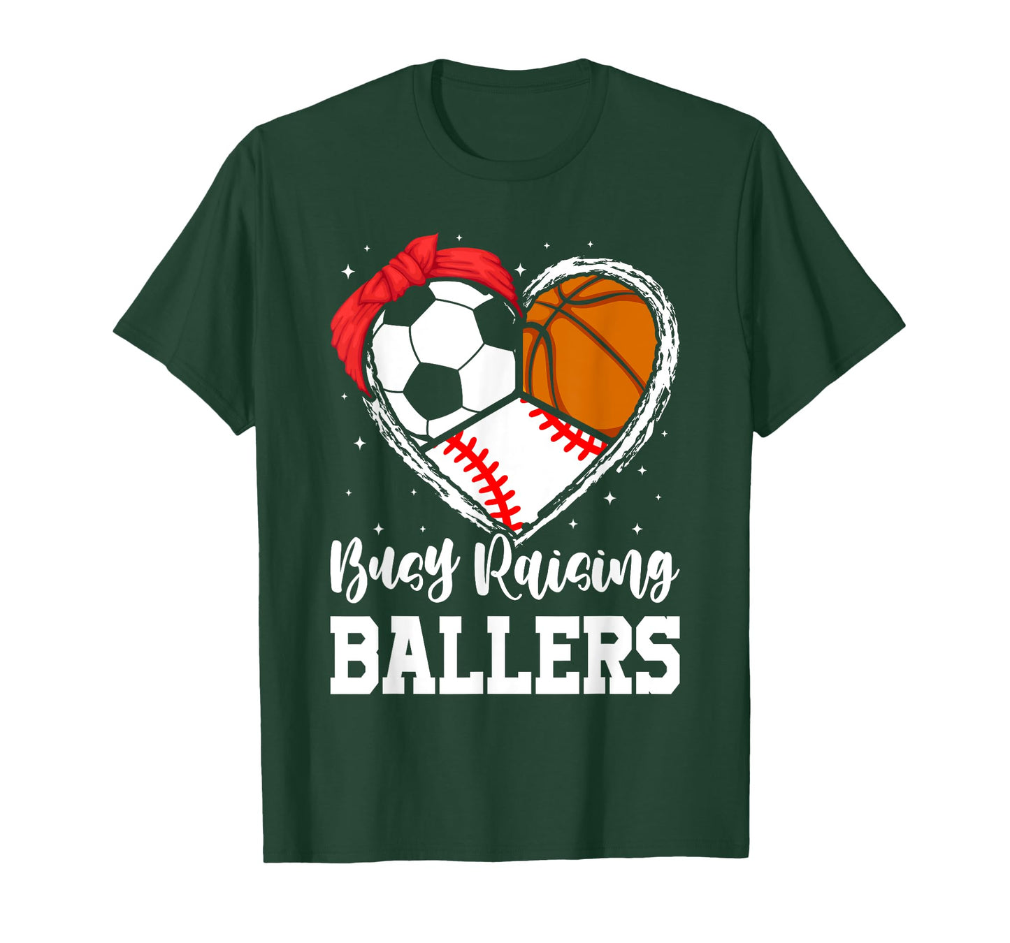 Busy Raising Ballers Funny Baseball Soccer Basketball Mom T-Shirt