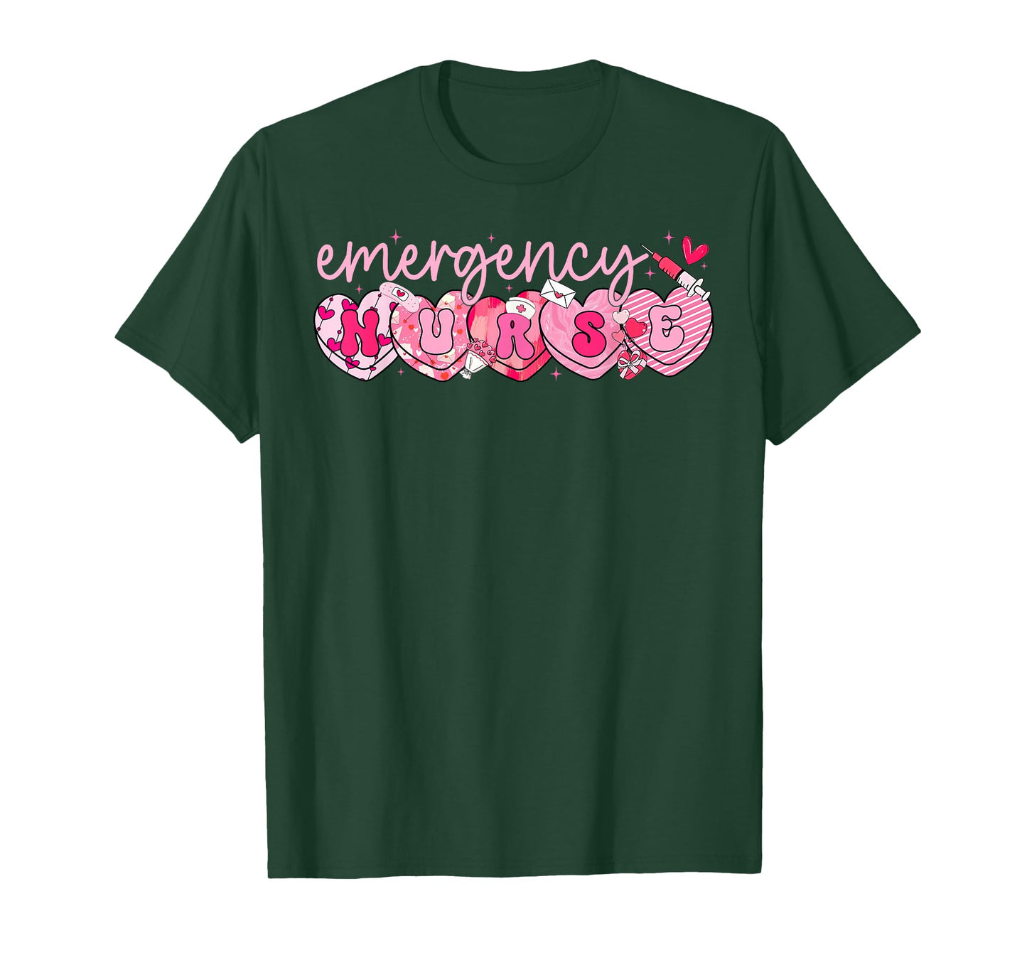 Valentine Emergency Department Nurse Hearts ER RN ED T-Shirt
