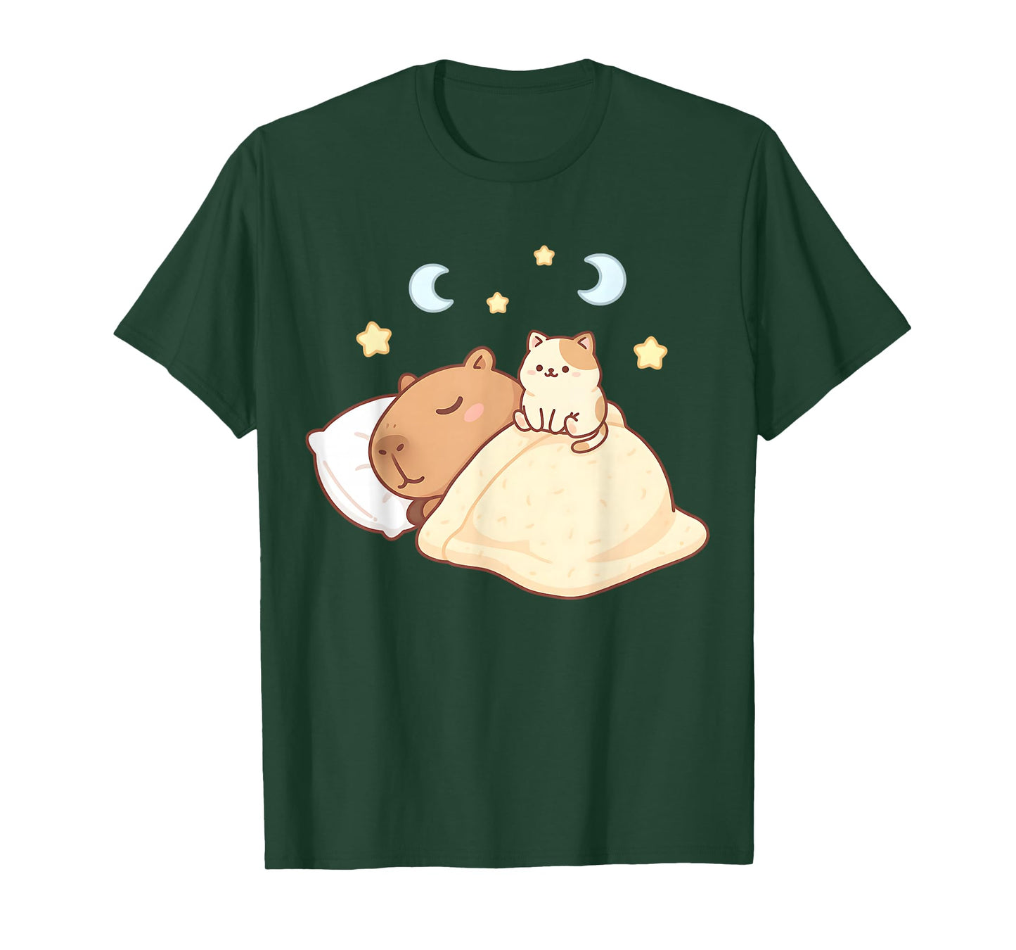 Cute Capybara Kawaii Sleep Pajamas Sleepybara Cat Anime Kids T-Shirt