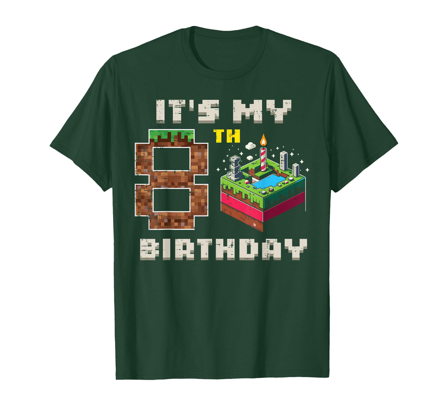 My 8th Birthday Pixel Game 8 Cake Video Gamer Boys Kid Youth T-Shirt