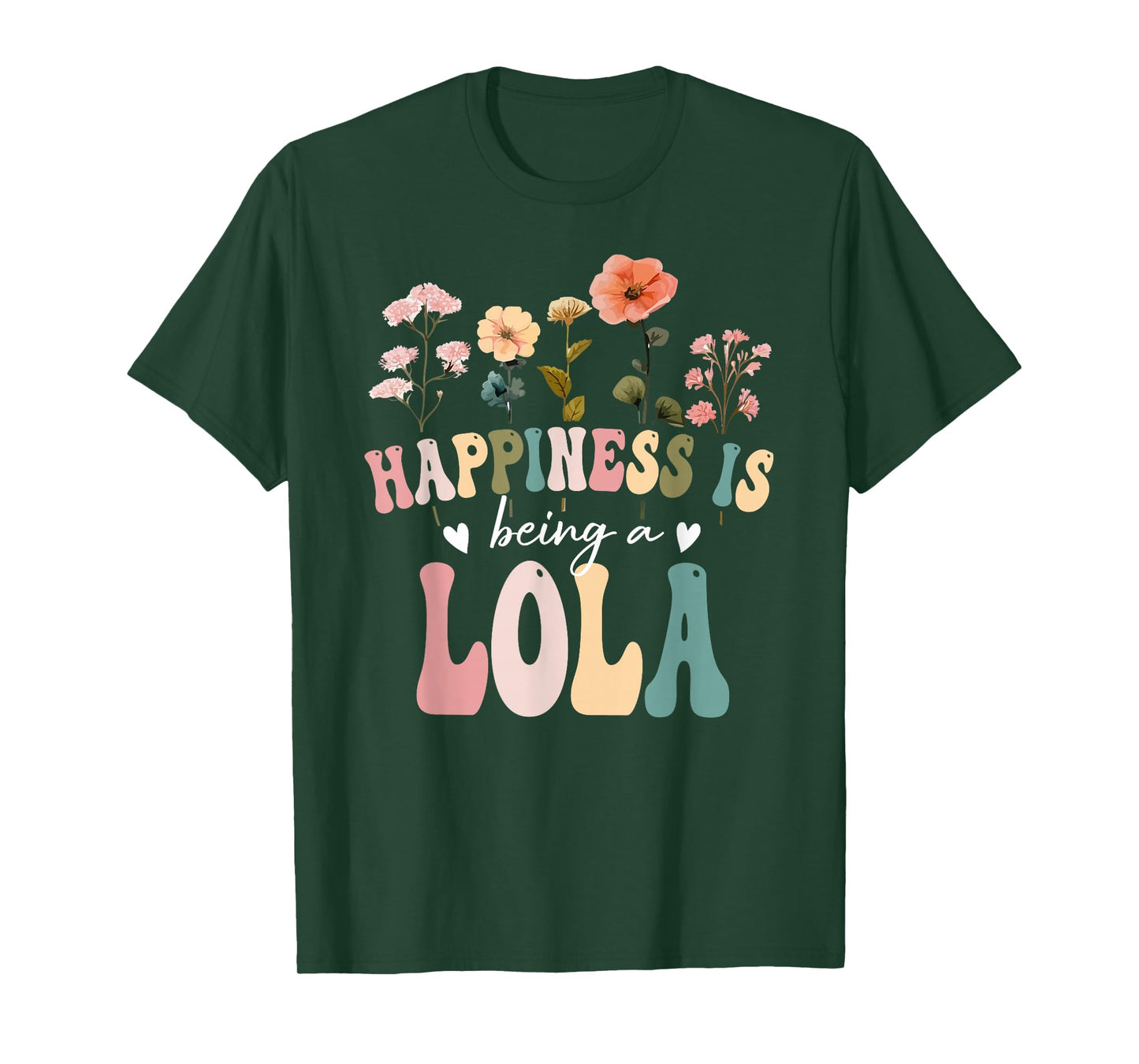 Happiness is Being a Lola Floral Design Lola Mother's Day T-Shirt