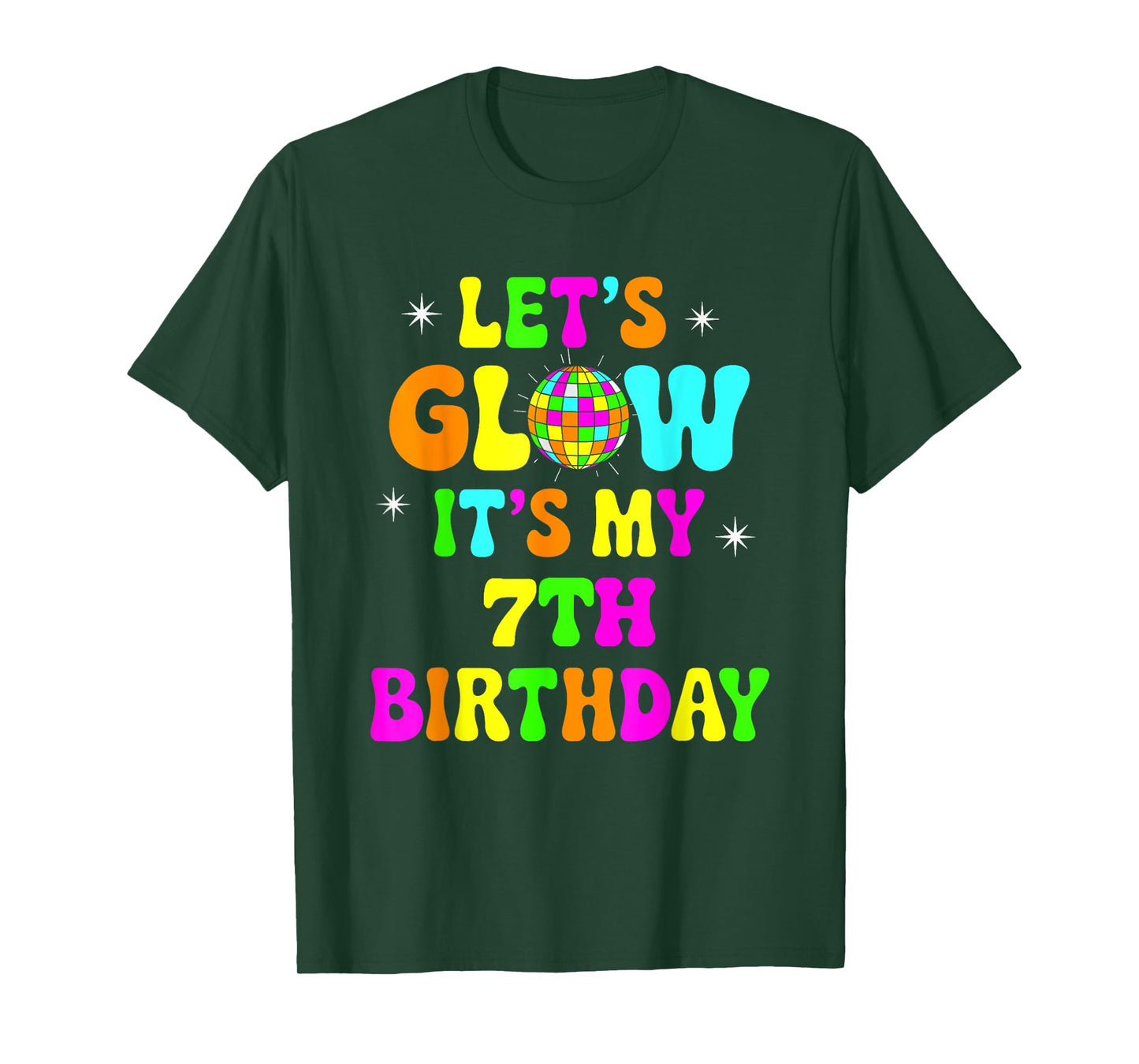 Lets Crazy It's My 7th Birthday Party Glowing 80s Group Team T-Shirt