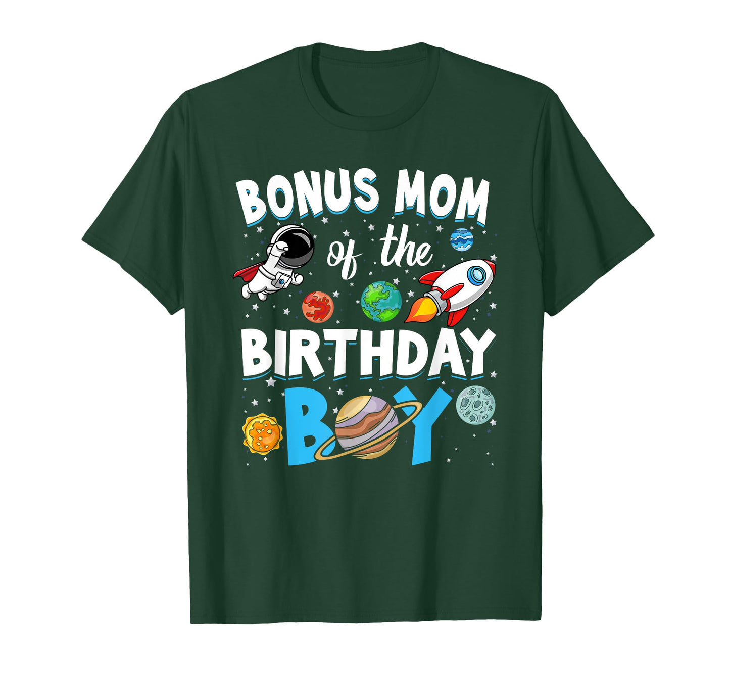 Bonus Mom of The Birthday Boy Astronaut Family Space Planets T-Shirt