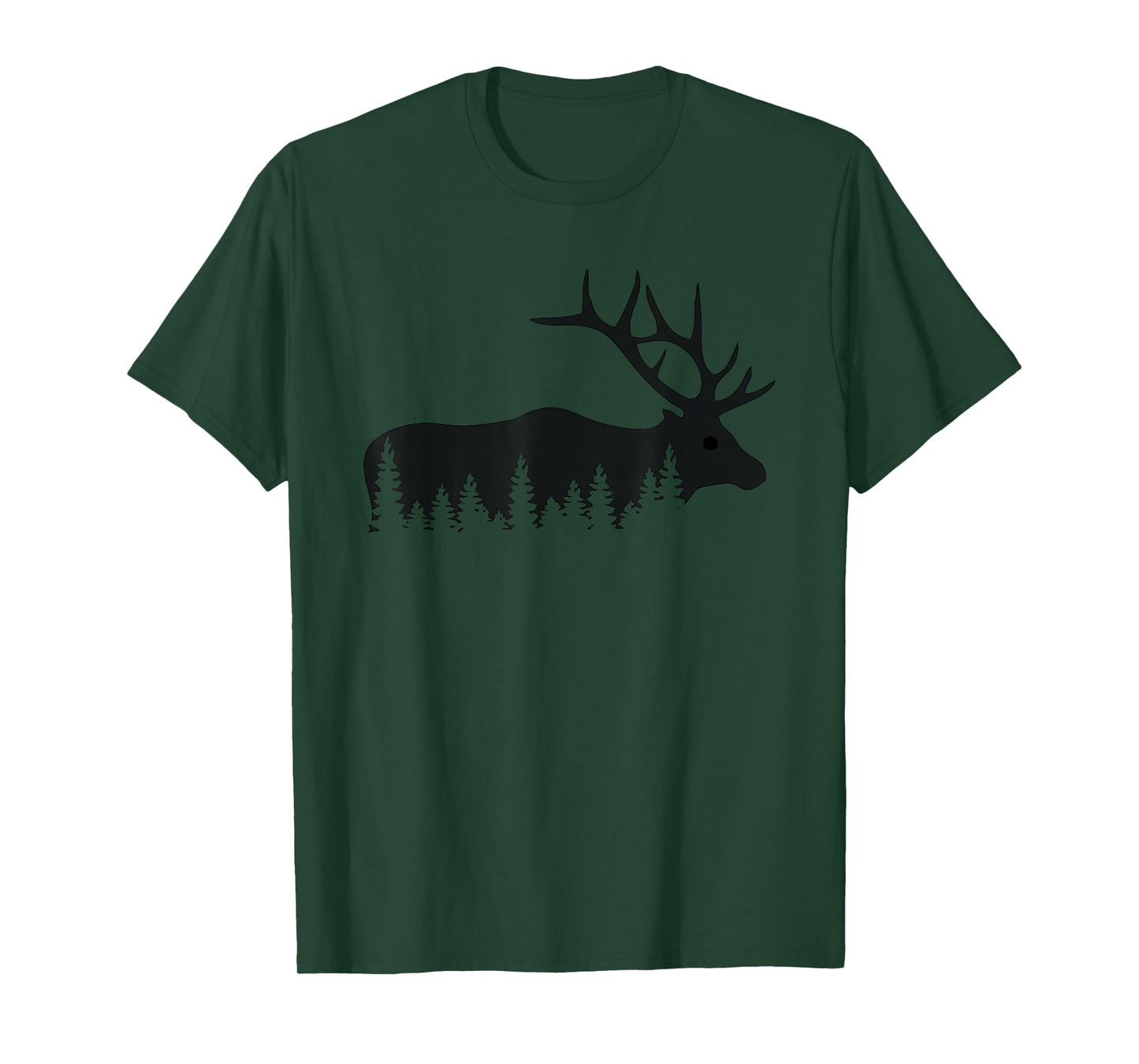 Elk Trees Silhouette Buck Deer Hunting Outdoors T-Shirt