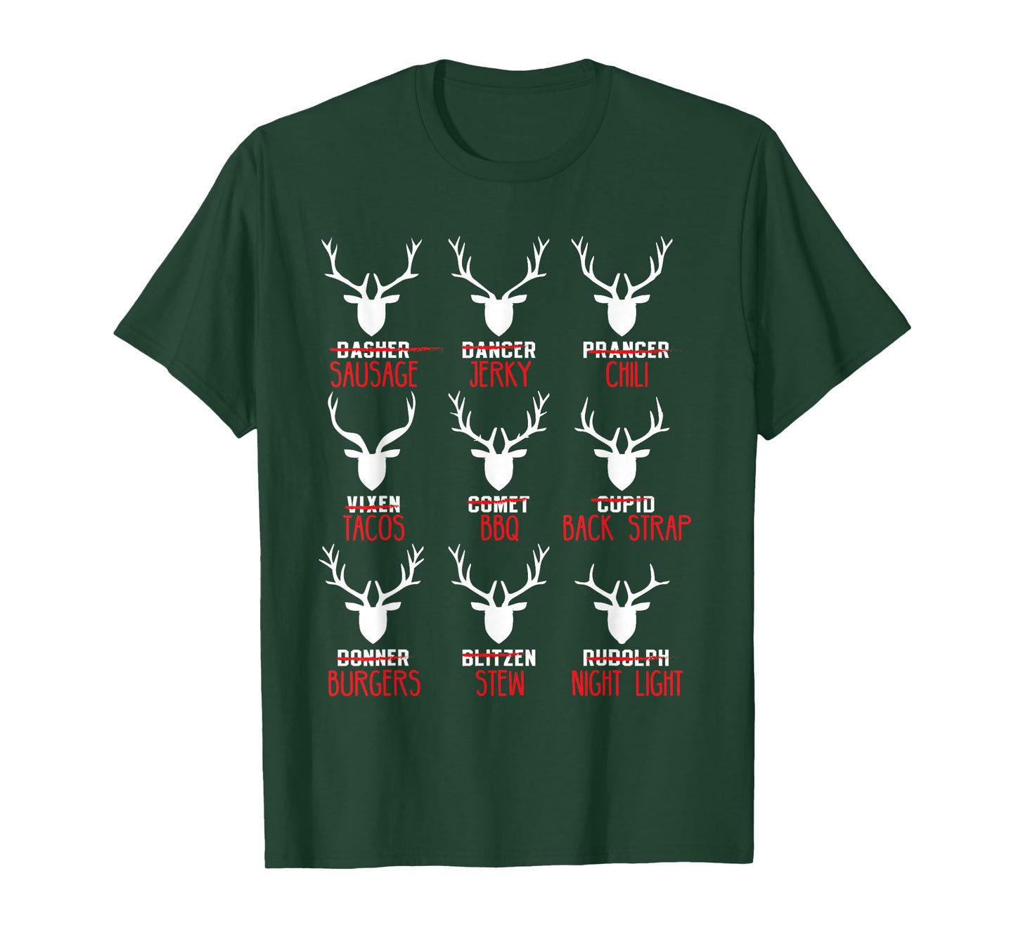 Funny Christmas Deer Hunters All of Santa's Reindeer design T-Shirt