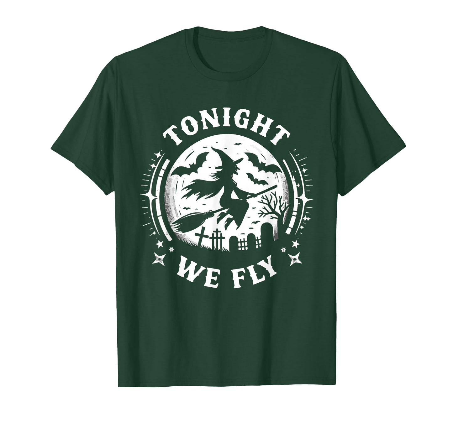 Tonight We Fly Halloween Witch Broomstick Moon T-Shirt