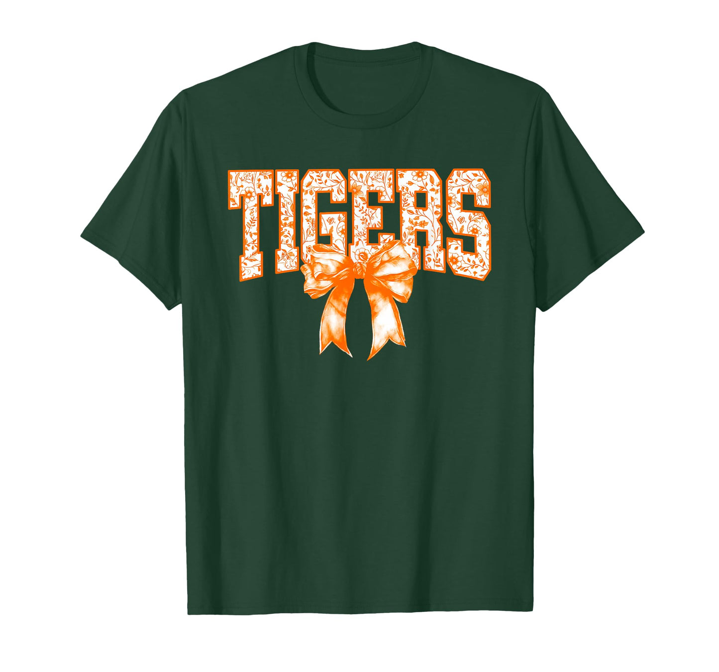 Floral Coquette Bow Tigers School Sports Team Spirit T-Shirt