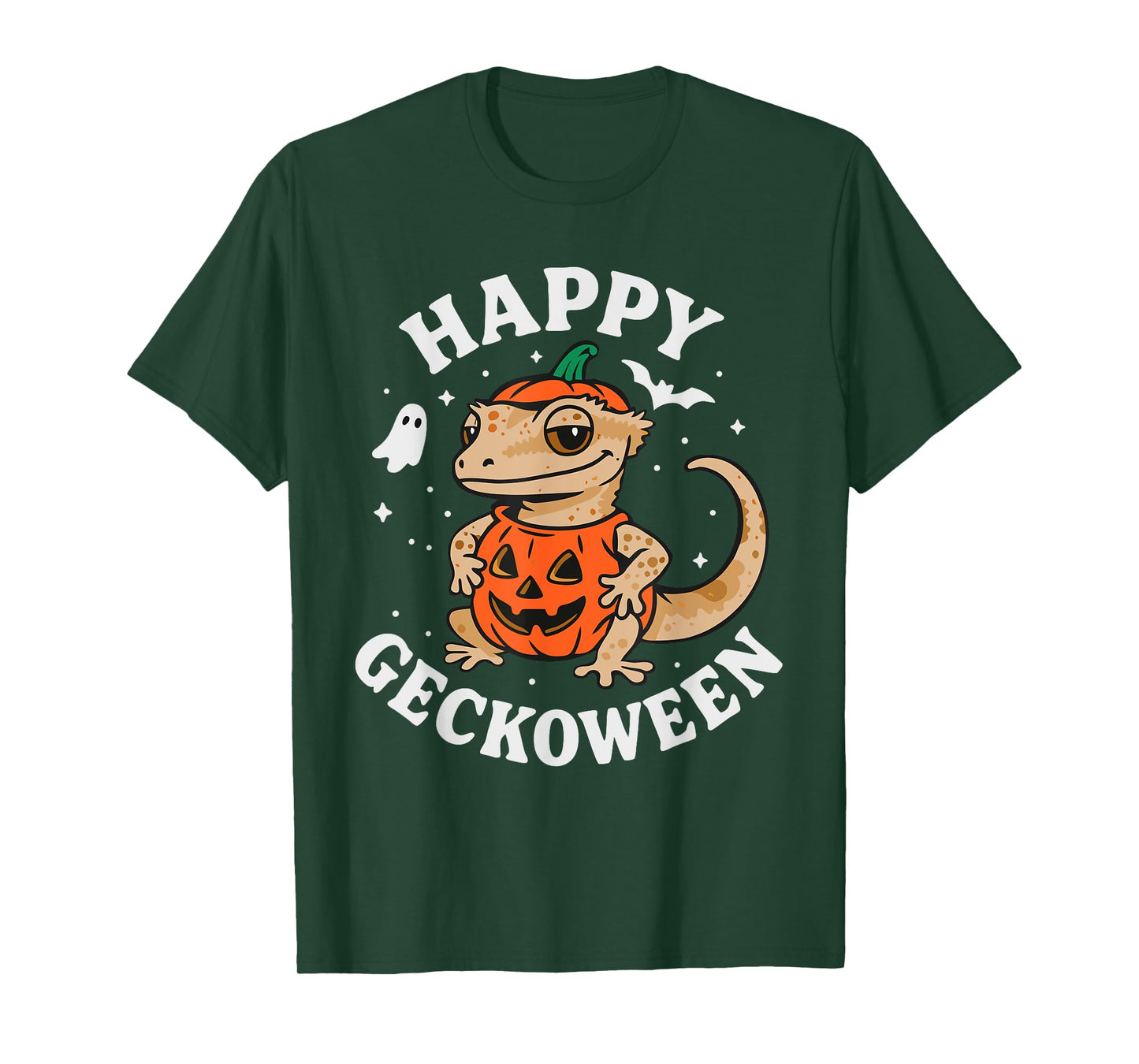 Funny Halloween Cute Crested Eyelash Gecko Pumpkin Costume T-Shirt