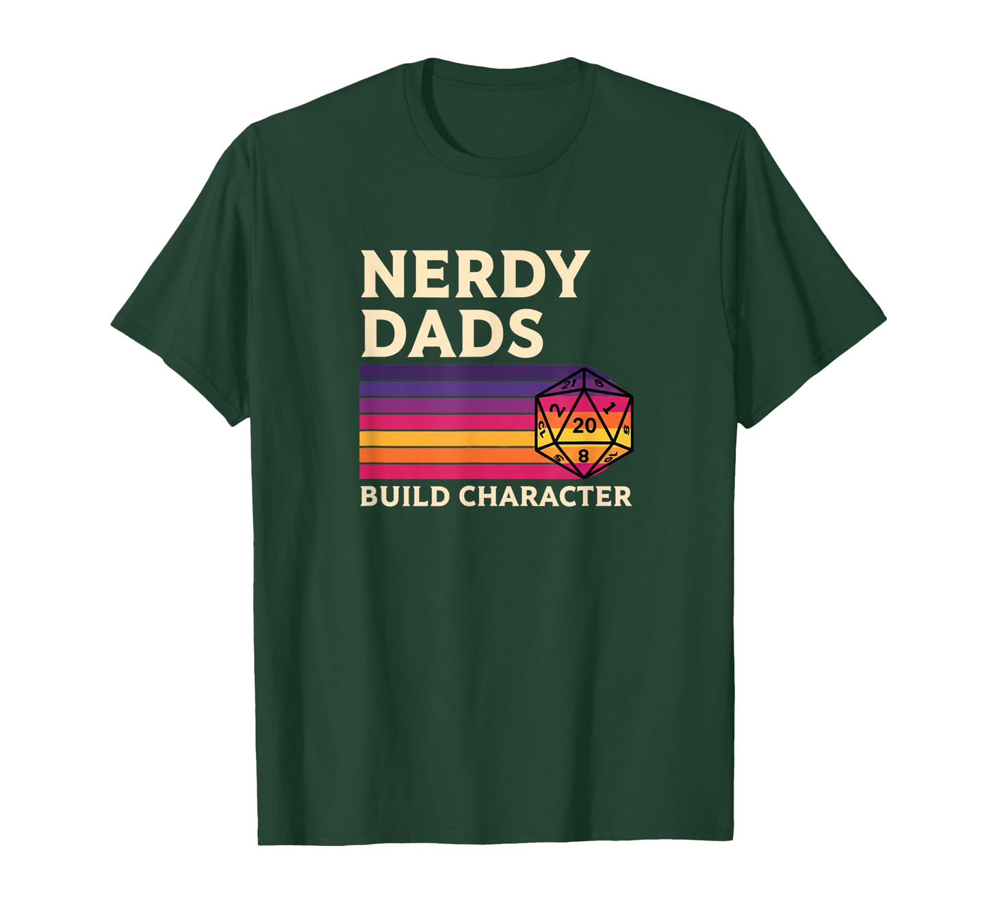 Nerdy Dads Build Character, Retro Tabletop RPG Father's Day T-Shirt