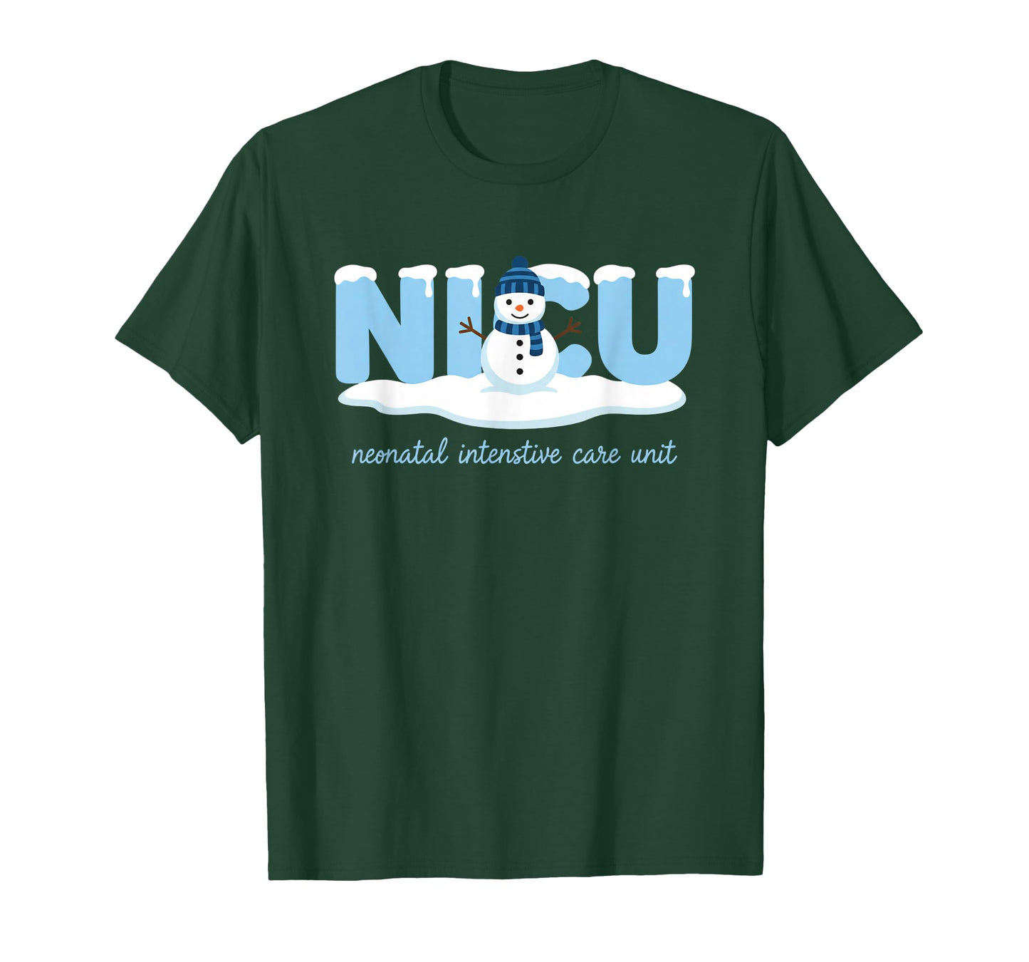 Nurse NICU Nurse Neonatal Intensive Care Unit Winter Snowman T-Shirt