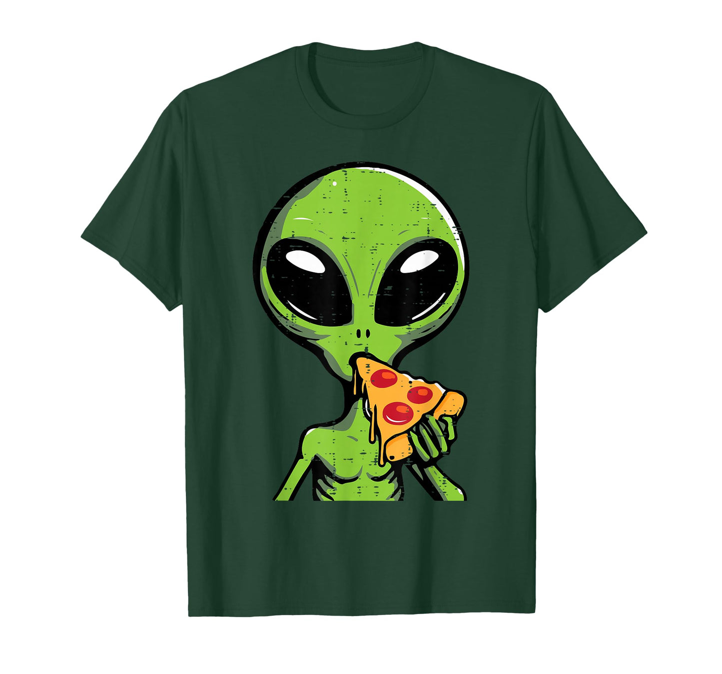 Alien Eating Pizza Funny Ufo Snack Food Men Boys Kids Women T-Shirt