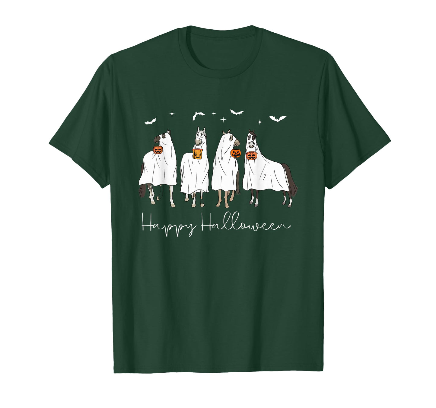 Happy Halloween Horse Ghost Spooky Season Horse Lover Womens T-Shirt