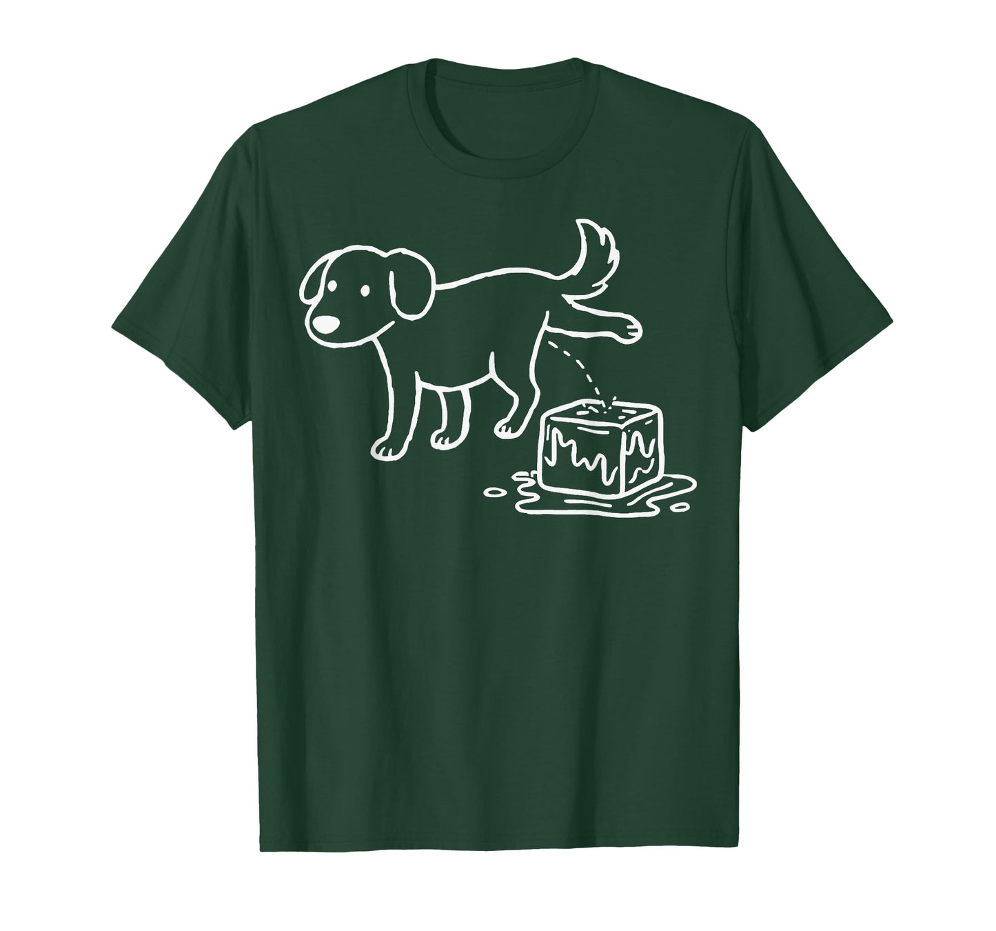 Funny Peeing Dog on Ice Cubes T-Shirt