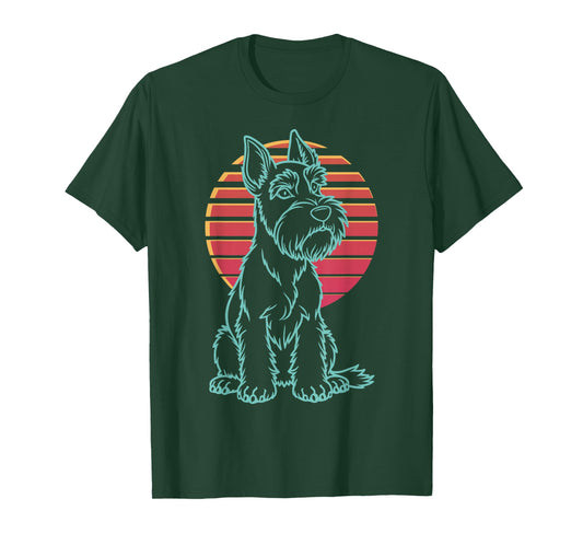 Schnauzer Lover Dog Owner Retro Synthwave 80s T-Shirt