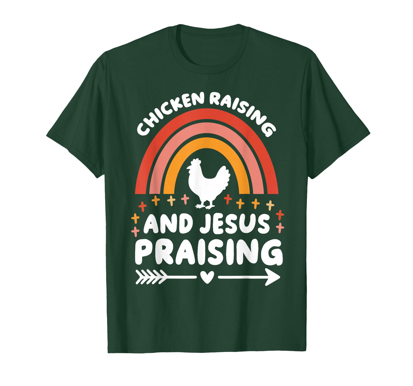 Chicken Raising and Jesus Praising Funny Retro Rainbow T-Shirt