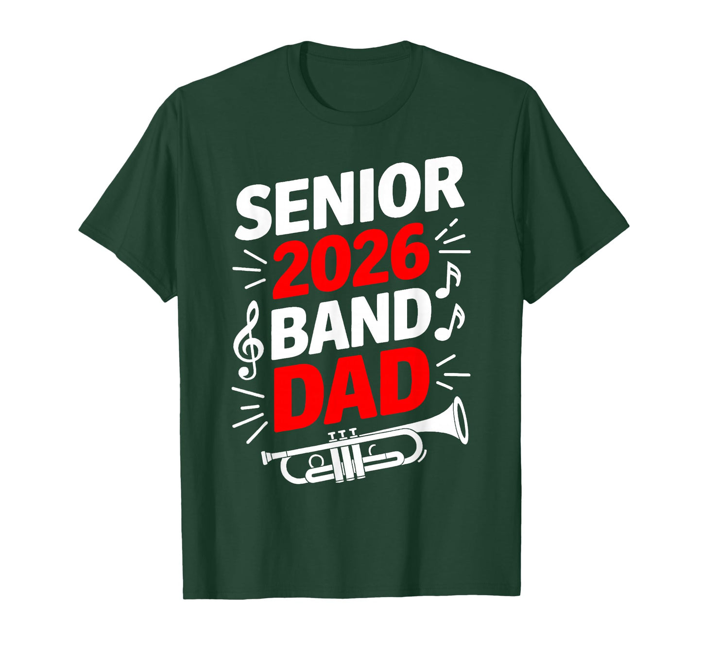 Senior 2026 Band Dad Marching Band Class Of 2026 Papa Red T-Shirt
