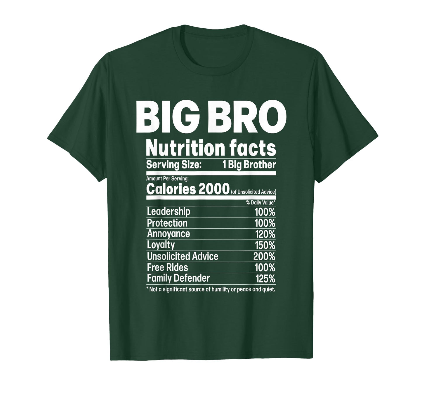 Big Brother Funny Sibling Humor Big Bro Nutrition Facts T-Shirt