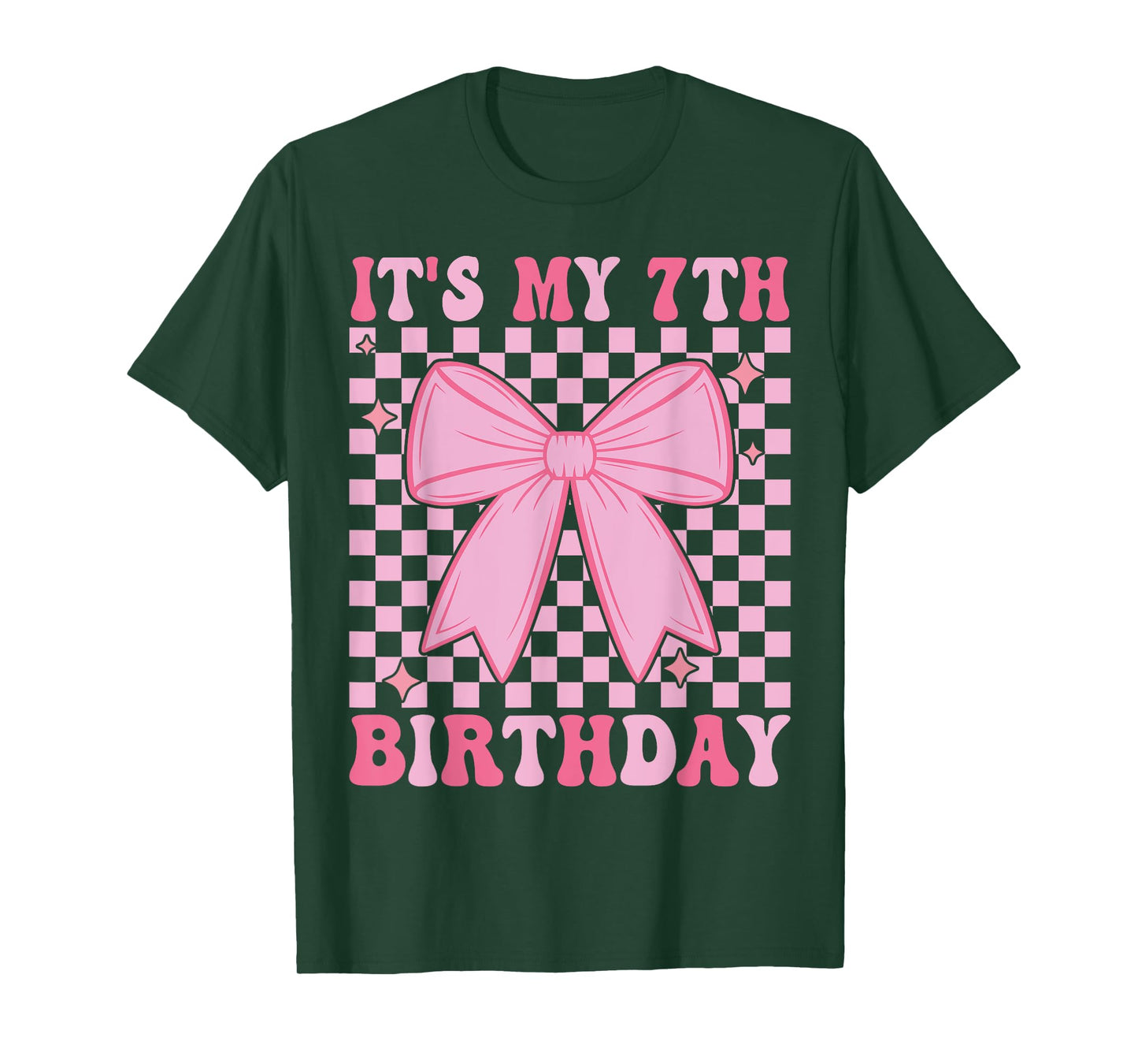 7th Coquette Themed Birthday Seven Year Old Girl Bow T-Shirt