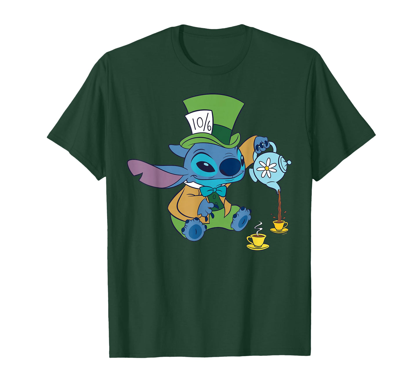 Disney Stitch in Mad Hatter Costume Halloween Wonderland T-Shirt