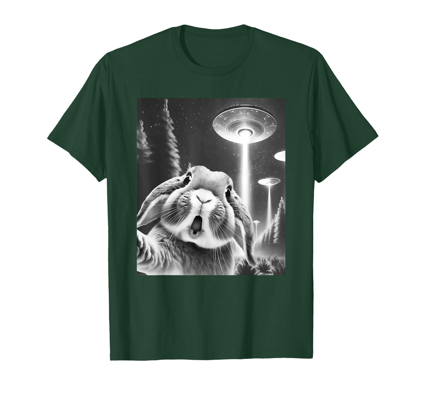 Funny Rabbit Alien UFO Taking a Selfie Animal Lover T-Shirt