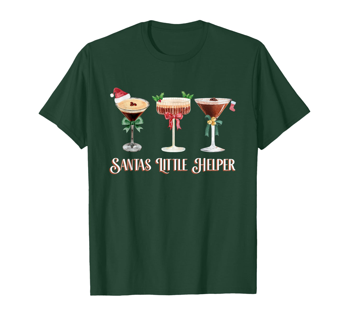 Santa's Little Helper Espresso Martini Christmas Cocktail T-Shirt