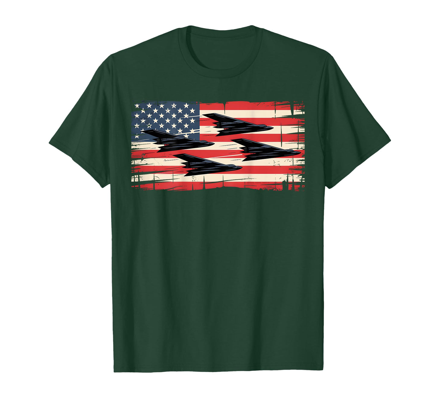 On Back Patriotic USA B2 Bombers American Flag 4th of July T-Shirt