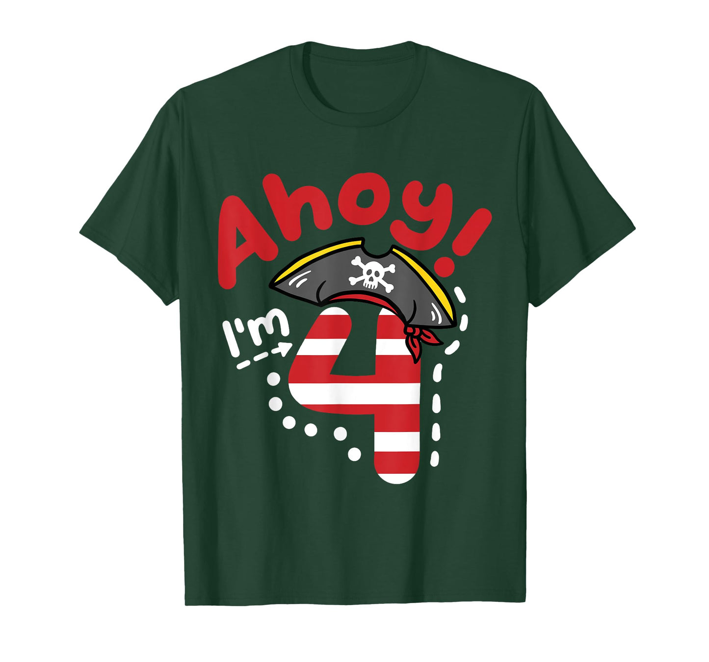 Ahoy I'm 4, Cool Pirate Theme 4th Birthday Party Boys Girls T-Shirt