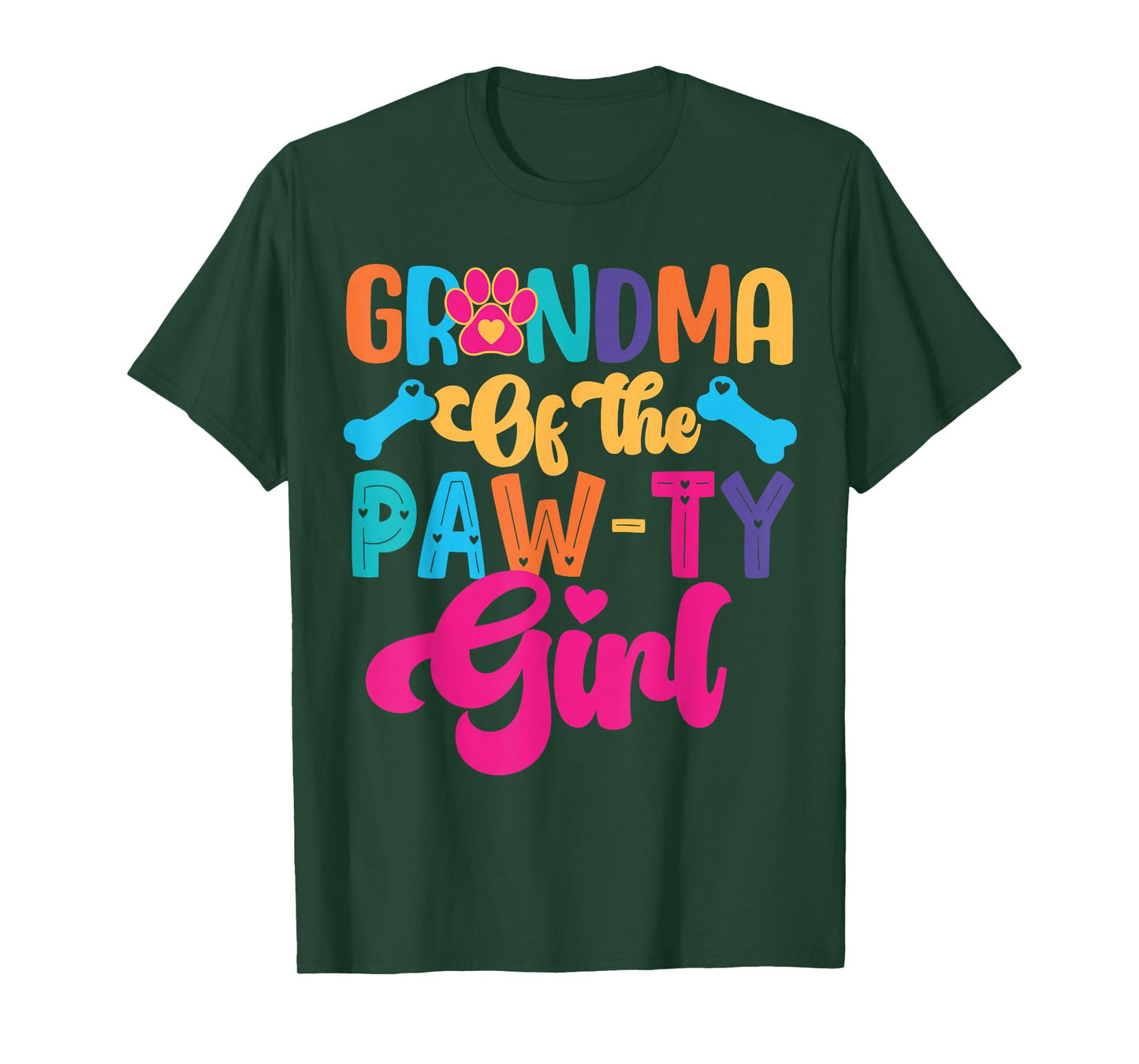 Grandma Of The Birthday Girl Dog Paw Family Matching Party T-Shirt