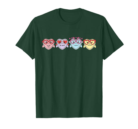 Hearts Candy Wearing Glasses Optometry Optician Valentines T-Shirt