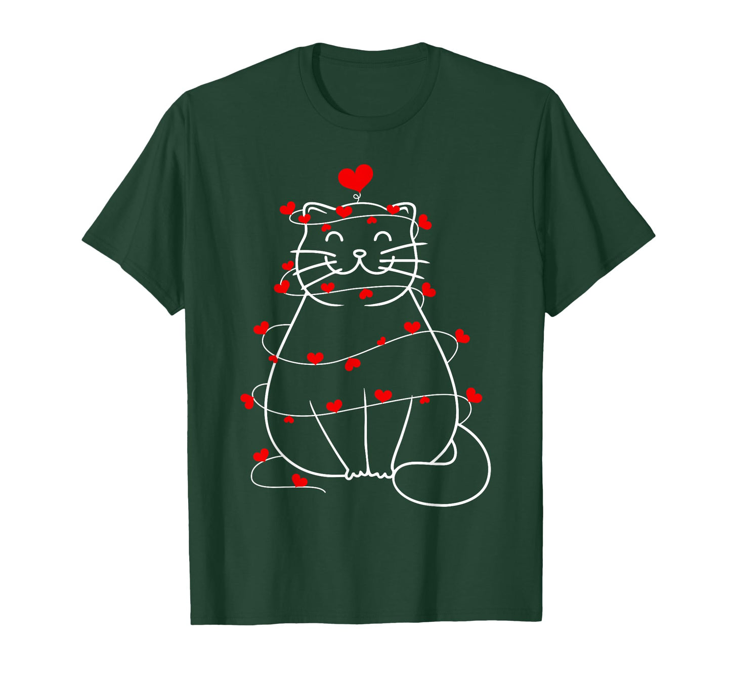 Cute Cat Heart Love Valentine Outfit Women Girl T-Shirt