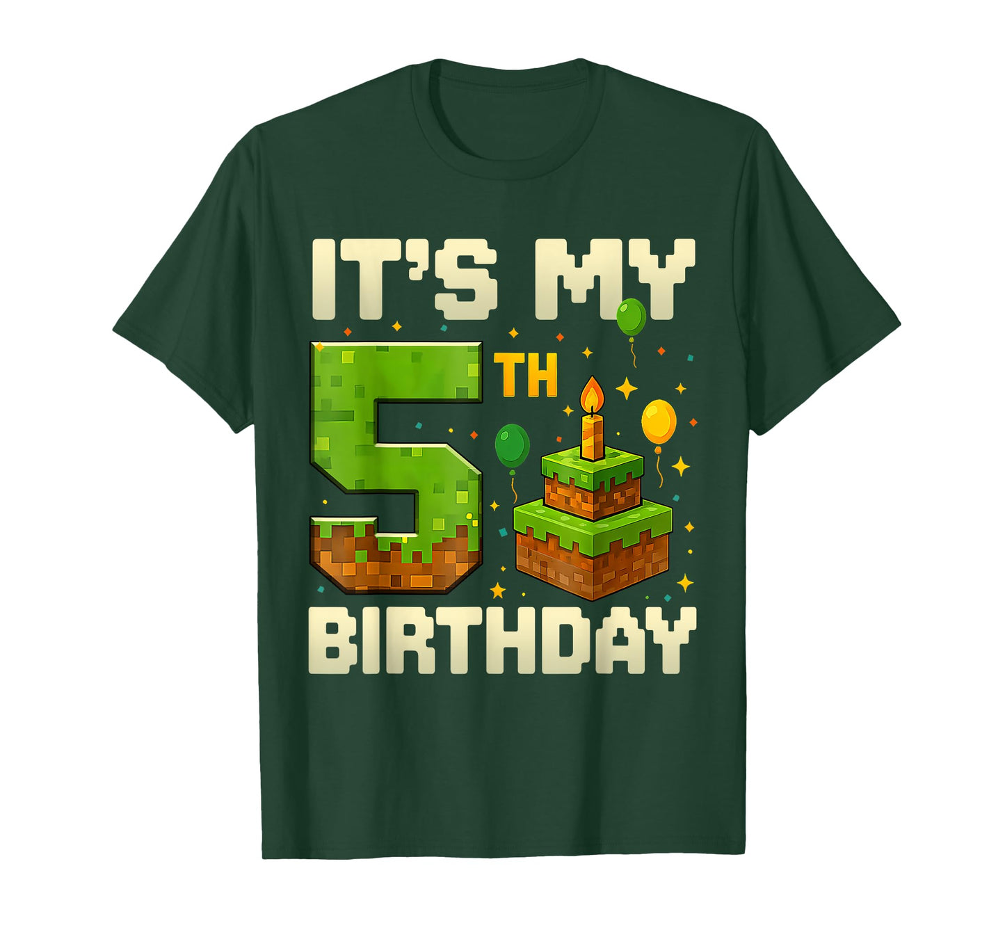 Birthday Boy 5 Years It's My 5th Birthday Game Video Pixel T-Shirt