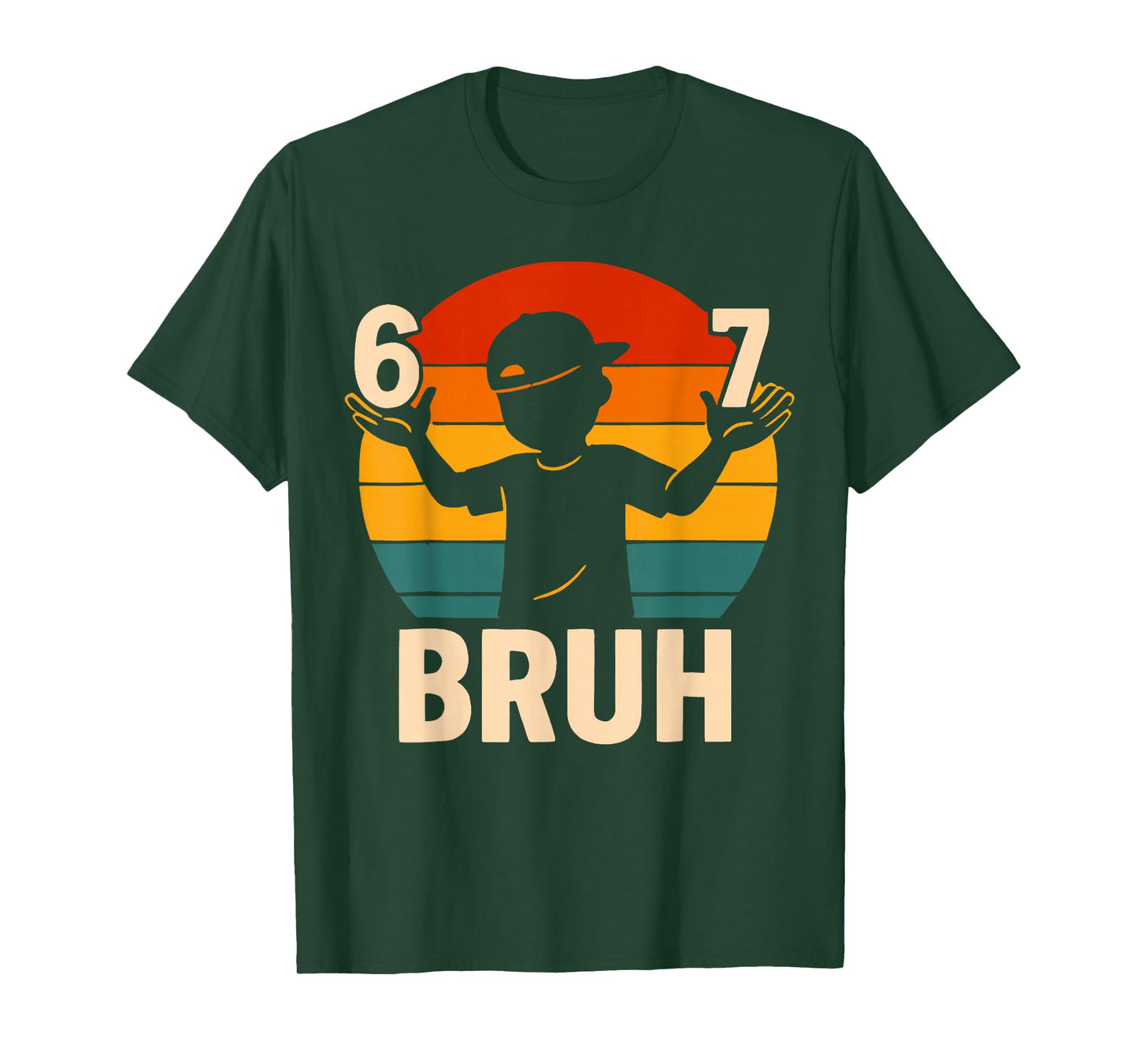 67 Bruh Retro Boy 6 7 Meme Kids Kindergarten Teen Funny 6-7 T-Shirt