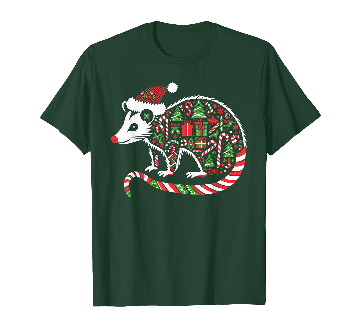 Christmas Tree Candy Possum Santa Christmas Womens Mens Kids T-Shirt