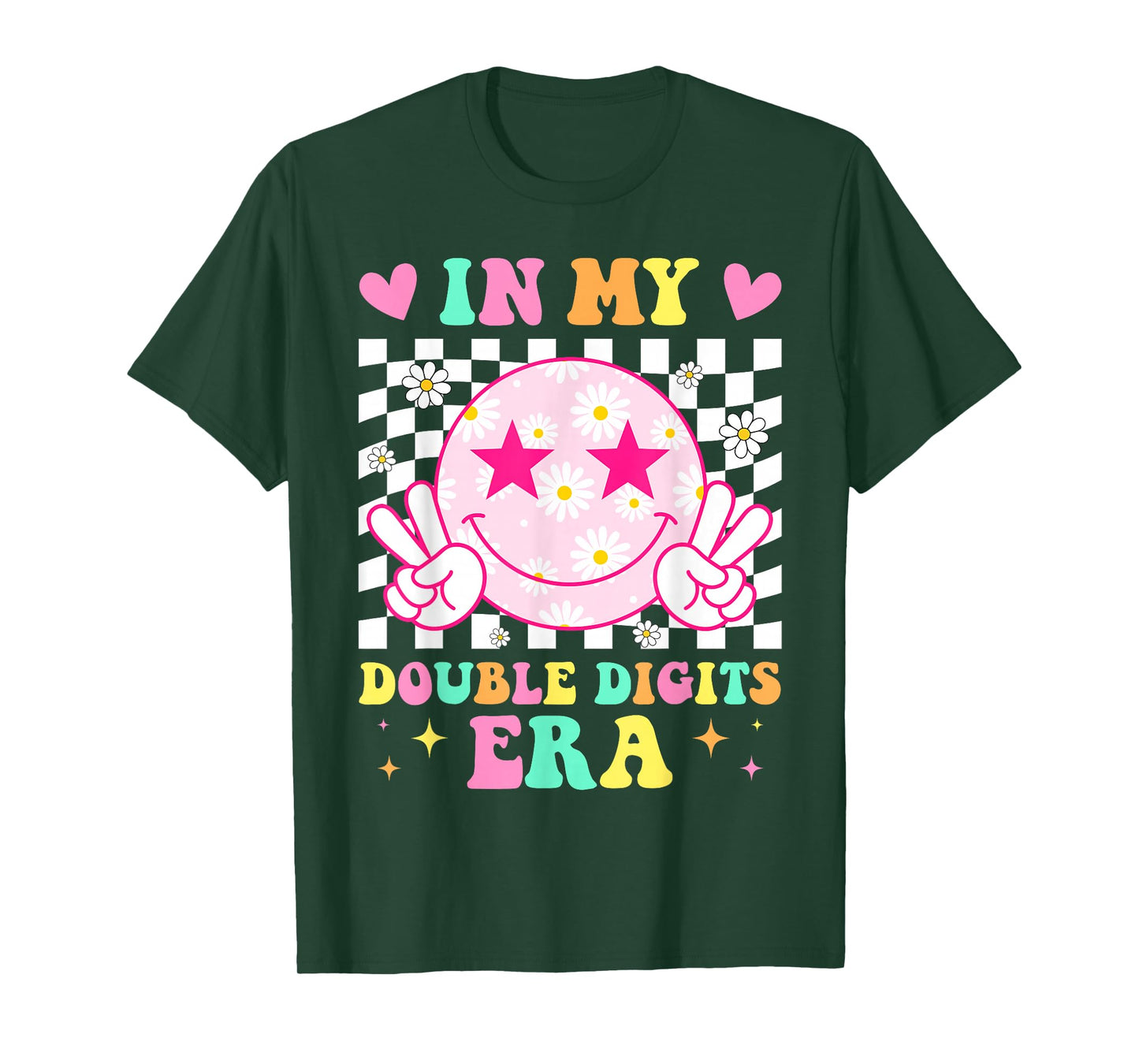 Birthday In My Double Digits Era Happy Face For Women Girls T-Shirt