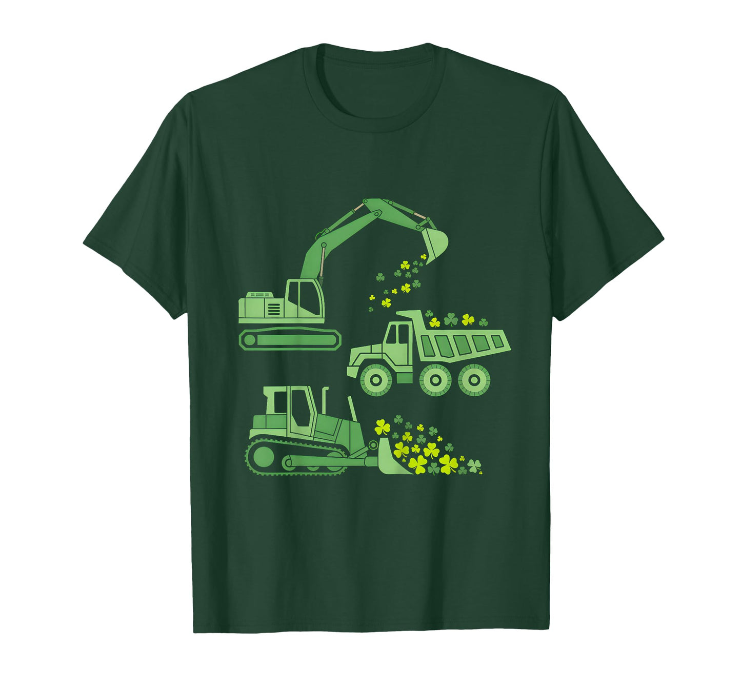 Kids Construction Vehicle St Patricks Day Digger Truck Boys Kids T-Shirt