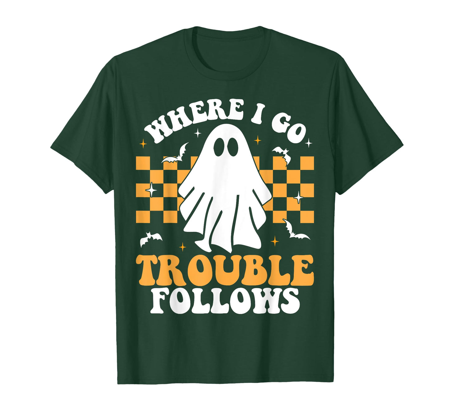 Where I Go Trouble Follows Matching Halloween Pajama Couples T-Shirt