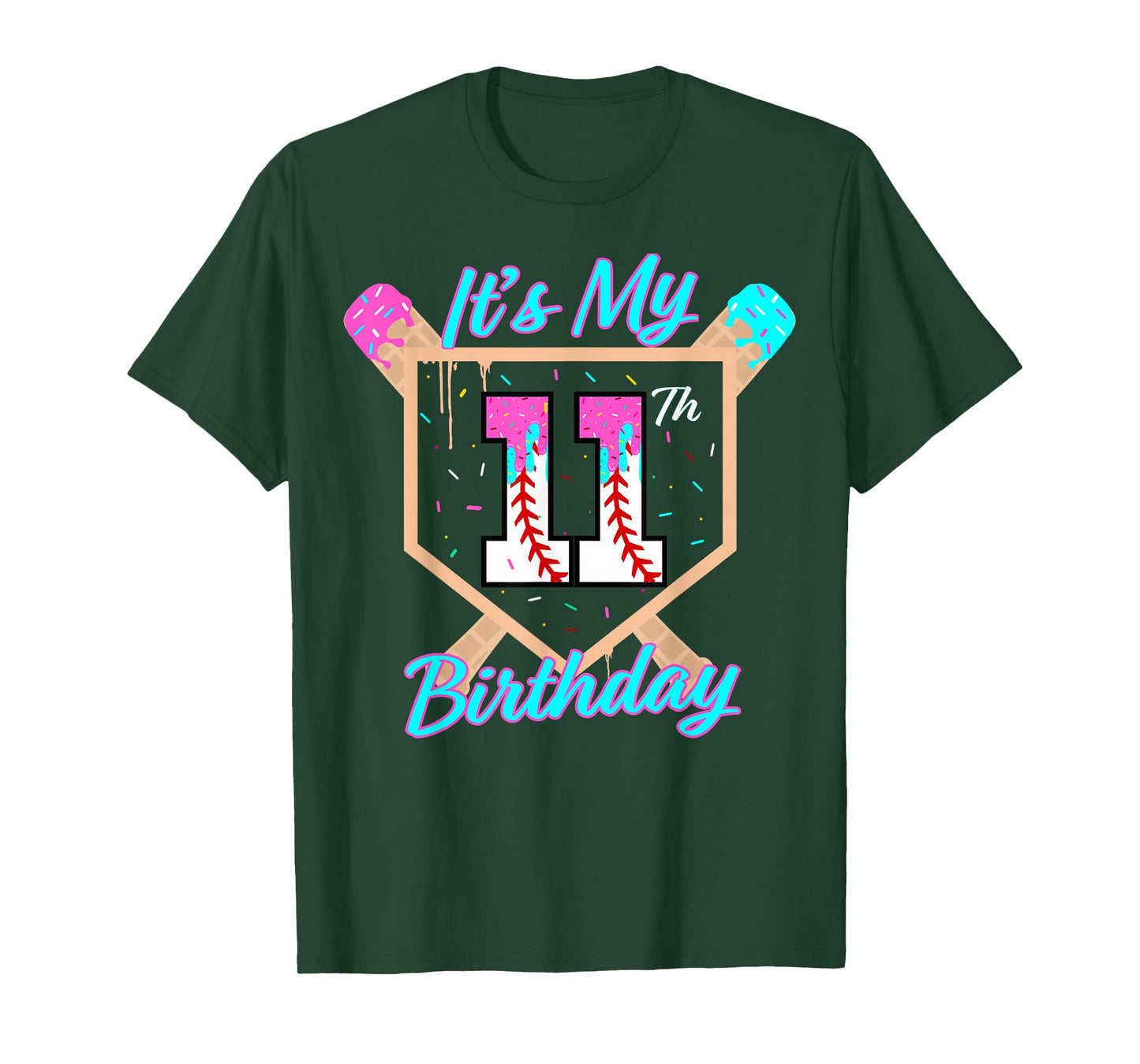 Baseball 11 Year Old Ice Cream Drip 11th Birthday Boy 11 T-Shirt