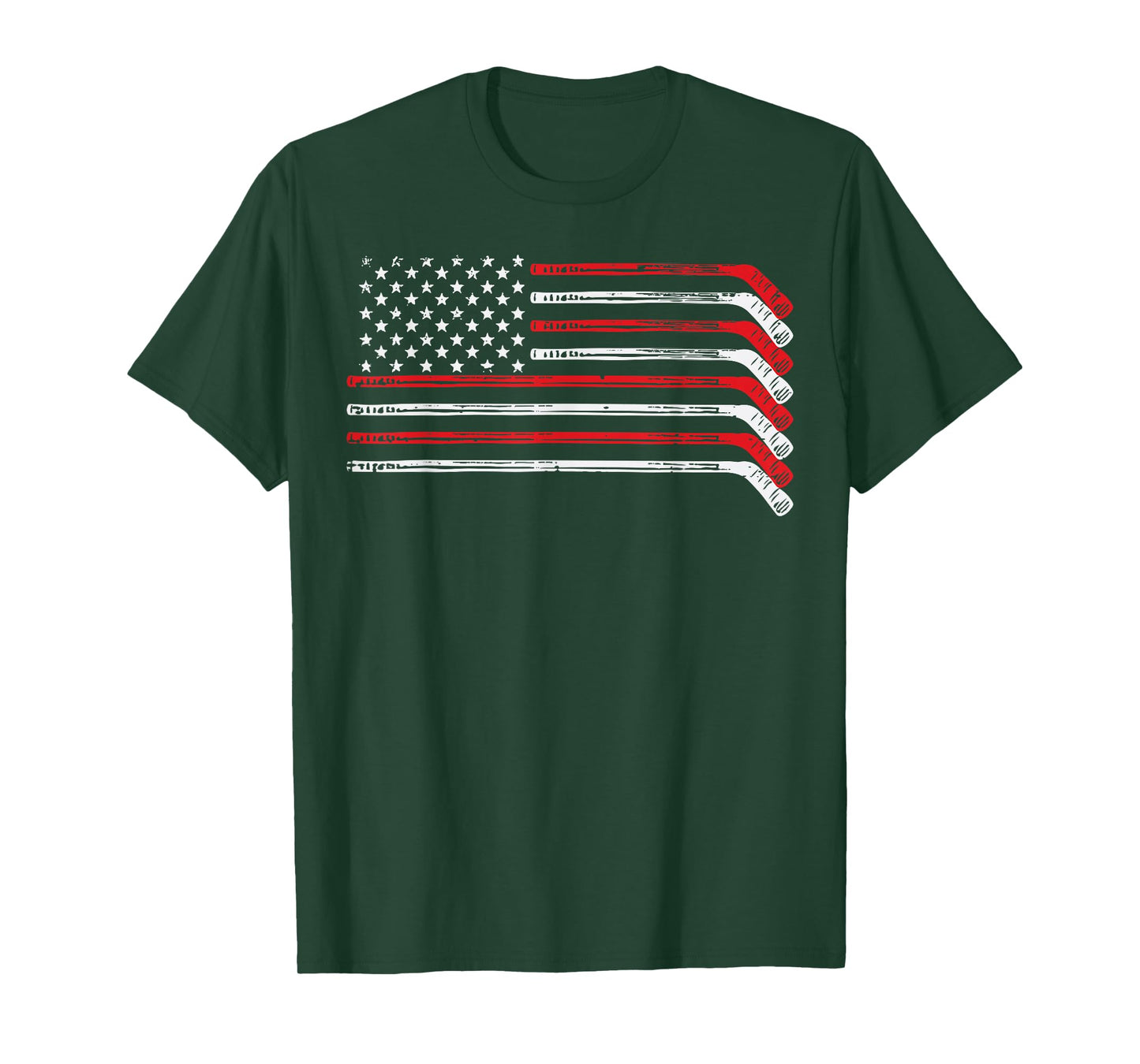 Ice Hockey Sticks US Flag Patriotic Player Men Boys Kids T-Shirt